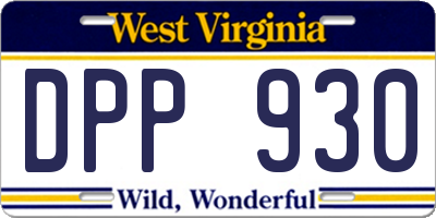 WV license plate DPP930