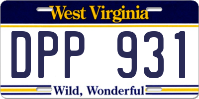 WV license plate DPP931