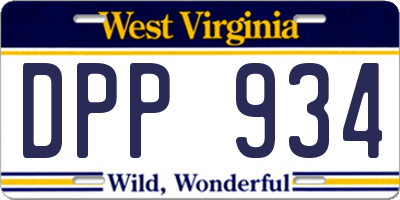 WV license plate DPP934