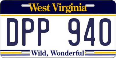 WV license plate DPP940