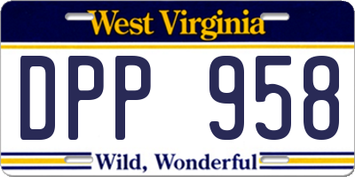WV license plate DPP958
