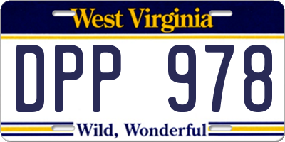 WV license plate DPP978