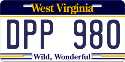 WV license plate DPP980