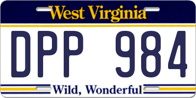 WV license plate DPP984