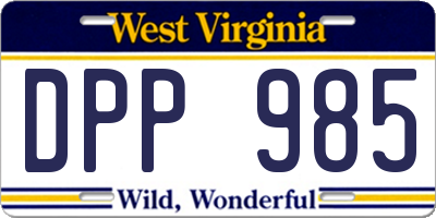 WV license plate DPP985
