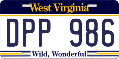 WV license plate DPP986