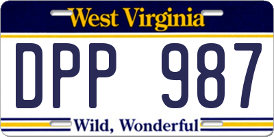 WV license plate DPP987