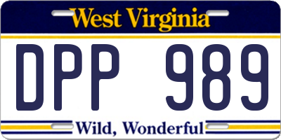 WV license plate DPP989