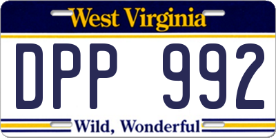 WV license plate DPP992