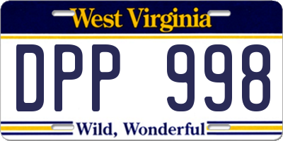WV license plate DPP998