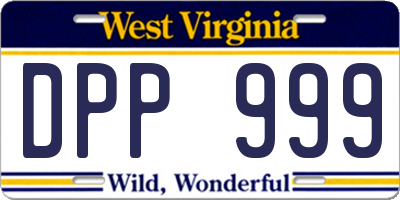 WV license plate DPP999