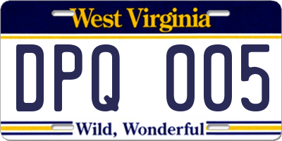 WV license plate DPQ005