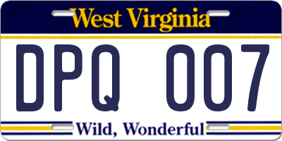 WV license plate DPQ007