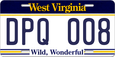 WV license plate DPQ008