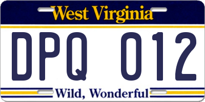 WV license plate DPQ012