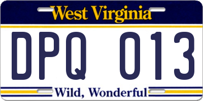 WV license plate DPQ013
