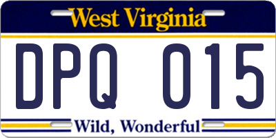 WV license plate DPQ015