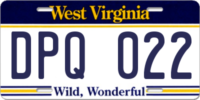 WV license plate DPQ022