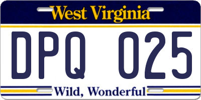 WV license plate DPQ025