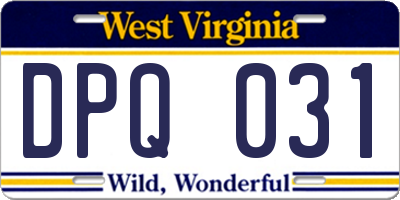 WV license plate DPQ031