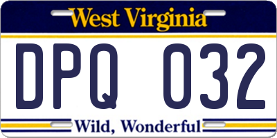 WV license plate DPQ032