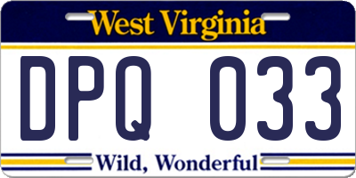 WV license plate DPQ033