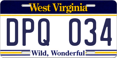 WV license plate DPQ034