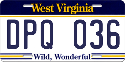 WV license plate DPQ036