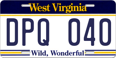 WV license plate DPQ040