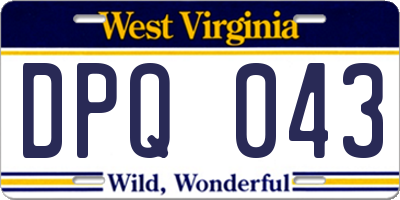 WV license plate DPQ043