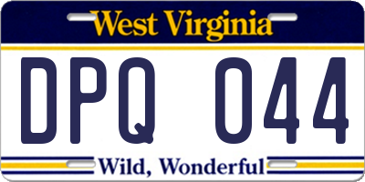 WV license plate DPQ044