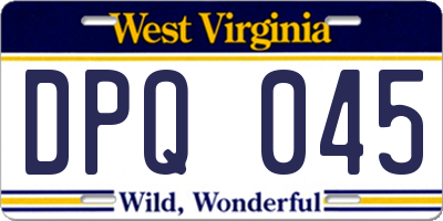WV license plate DPQ045