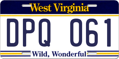 WV license plate DPQ061
