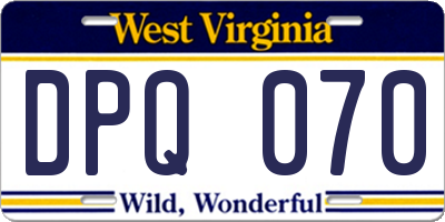 WV license plate DPQ070