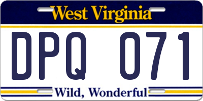 WV license plate DPQ071