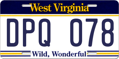 WV license plate DPQ078
