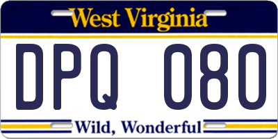 WV license plate DPQ080