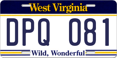 WV license plate DPQ081