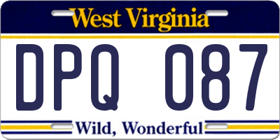 WV license plate DPQ087