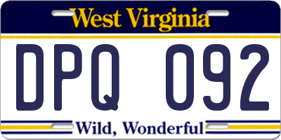 WV license plate DPQ092