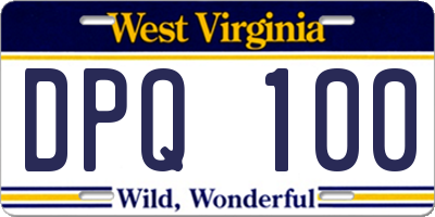 WV license plate DPQ100