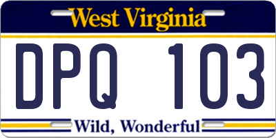 WV license plate DPQ103