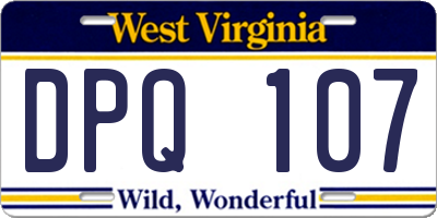 WV license plate DPQ107