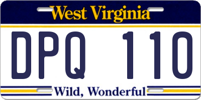 WV license plate DPQ110