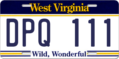 WV license plate DPQ111