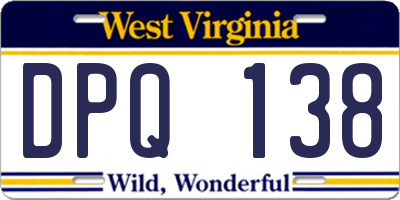 WV license plate DPQ138
