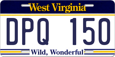 WV license plate DPQ150