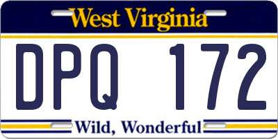 WV license plate DPQ172