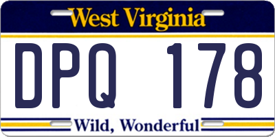 WV license plate DPQ178