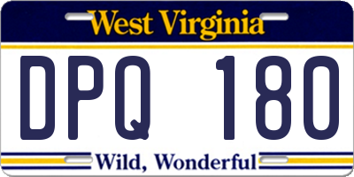 WV license plate DPQ180